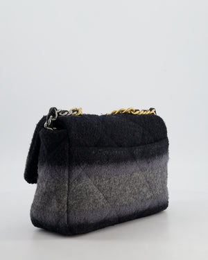 Chanel Grey Medium 19 Flap Bag in Wool Ombre with Mixed Hardware