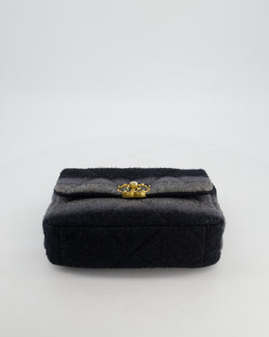 Chanel Grey Medium 19 Flap Bag in Wool Ombre with Mixed Hardware