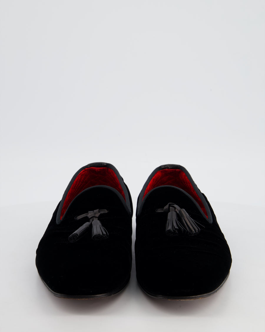 Tom Ford Menswear Black Velvet Nicolas Tassel Slipper Size EU 45.5