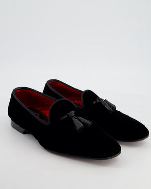 Tom Ford Menswear Black Velvet Nicolas Tassel Slipper Size EU 45.5