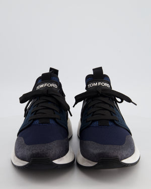 Tom Ford Menswear Navy and Black Neoprene Suede Jago Sneakers Size EU 45