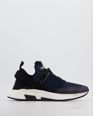 Tom Ford Menswear Navy and Black Neoprene Suede Jago Sneakers Size EU 45