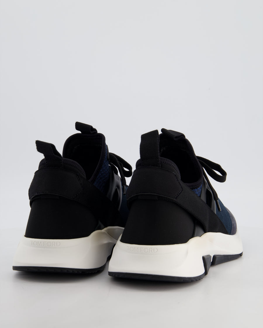 Tom Ford Menswear Navy and Black Neoprene Suede Jago Sneakers Size EU 45