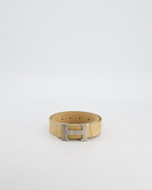 Hermès Constance Leather H Buckle Belt in Beige Alligator with Palladium Hardware Size 105