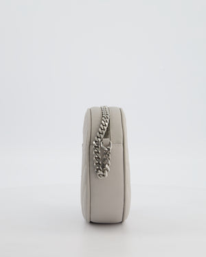 Saint Laurent Grey Vinyle Round Camera Bag in Chevron Grain de Poudre Embossed Leather and Silver Hardware