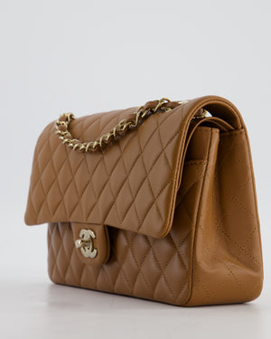 *HOT & RARE* Chanel Chai Brown Medium Classic Double Flap Bag in Lambskin Leather with Champagne Gold Hardware