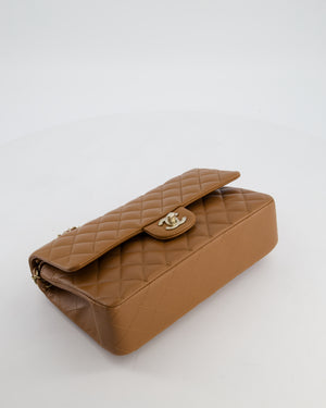 *HOT & RARE* Chanel Chai Brown Medium Classic Double Flap Bag in Lambskin Leather with Champagne Gold Hardware