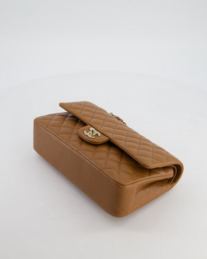 *HOT & RARE* Chanel Chai Brown Medium Classic Double Flap Bag in Lambskin Leather with Champagne Gold Hardware