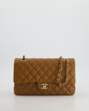 *HOT & RARE* Chanel Chai Brown Medium Classic Double Flap Bag in Lambskin Leather with Champagne Gold Hardware