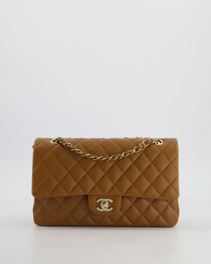 *HOT & RARE* Chanel Chai Brown Medium Classic Double Flap Bag in Lambskin Leather with Champagne Gold Hardware