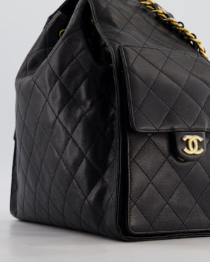 *RARE* Chanel Medium 25 Handbag in Black Caviar Leather with Brushed Gold Hardware