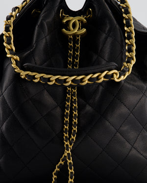 *RARE* Chanel Medium 25 Handbag in Black Caviar Leather with Brushed Gold Hardware