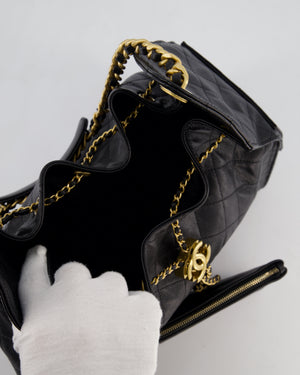 *RARE* Chanel Medium 25 Handbag in Black Caviar Leather with Brushed Gold Hardware