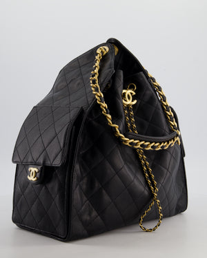 *RARE* Chanel Medium 25 Handbag in Black Caviar Leather with Brushed Gold Hardware