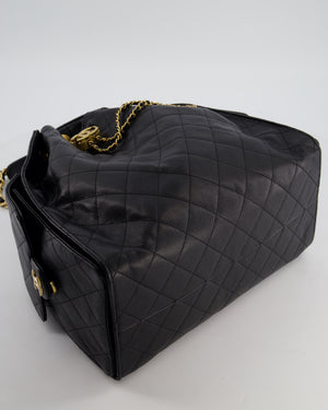 *RARE* Chanel Medium 25 Handbag in Black Caviar Leather with Brushed Gold Hardware