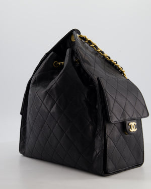 *RARE* Chanel Medium 25 Handbag in Black Caviar Leather with Brushed Gold Hardware