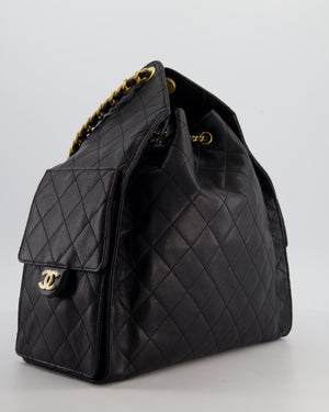 *RARE* Chanel Medium 25 Handbag in Black Caviar Leather with Brushed Gold Hardware