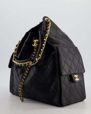 *RARE* Chanel Medium 25 Handbag in Black Caviar Leather with Brushed Gold Hardware