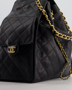 *RARE* Chanel Medium 25 Handbag in Black Caviar Leather with Brushed Gold Hardware