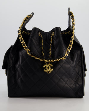 *RARE* Chanel Medium 25 Handbag in Black Caviar Leather with Brushed Gold Hardware