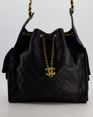 *RARE* Chanel Medium 25 Handbag in Black Caviar Leather with Brushed Gold Hardware