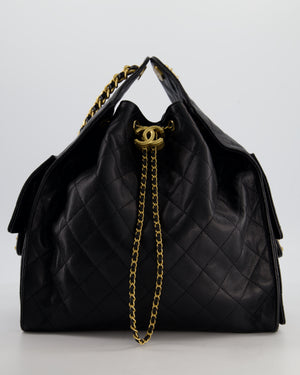 *RARE* Chanel Medium 25 Handbag in Black Caviar Leather with Brushed Gold Hardware