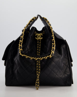 *RARE* Chanel Medium 25 Handbag in Black Caviar Leather with Brushed Gold Hardware