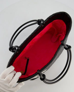 Chanel Black Vintage Cambon Ligne Tote Bag Quilted Lambskin Leather with White CC Logo