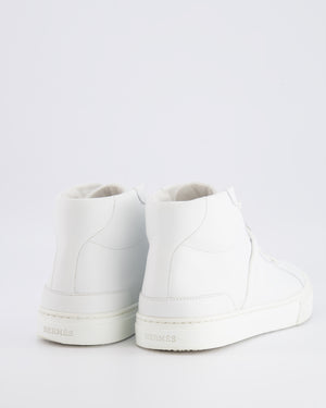 Hermès Daydream High Top Trainers in White Calfskin Leather with Palladium Kelly Buckle Detail Size EU 37 RRP £1,100