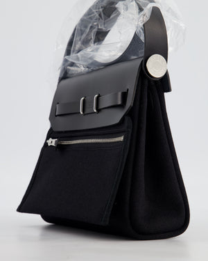 *HOT & RARE* Hermès Mini Herbag Zip 20 Bag in Noir Vache Hunter Leather & Noir Viking Canvas with Palladium Hardware