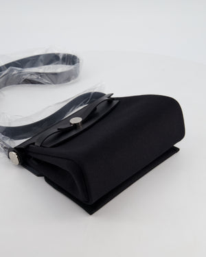 *HOT & RARE* Hermès Mini Herbag Zip 20 Bag in Noir Vache Hunter Leather & Noir Viking Canvas with Palladium Hardware