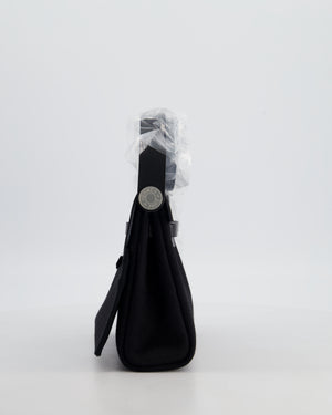 *HOT & RARE* Hermès Mini Herbag Zip 20 Bag in Noir Vache Hunter Leather & Noir Viking Canvas with Palladium Hardware