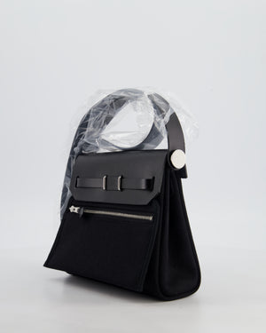 *HOT & RARE* Hermès Mini Herbag Zip 20 Bag in Noir Vache Hunter Leather & Noir Viking Canvas with Palladium Hardware