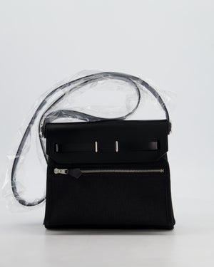*HOT & RARE* Hermès Mini Herbag Zip 20 Bag in Noir Vache Hunter Leather & Noir Viking Canvas with Palladium Hardware
