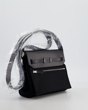 *HOT & RARE* Hermès Mini Herbag Zip 20 Bag in Noir Vache Hunter Leather & Noir Viking Canvas with Palladium Hardware
