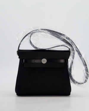 *HOT & RARE* Hermès Mini Herbag Zip 20 Bag in Noir Vache Hunter Leather & Noir Viking Canvas with Palladium Hardware