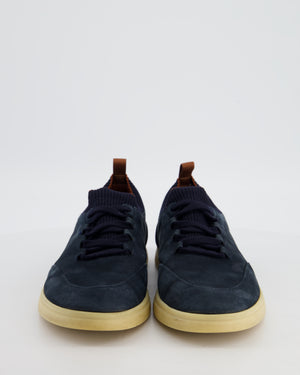 Loro Piana Menswear Soho Walk Trainers in Blue Nubuck Leather Size EU 42