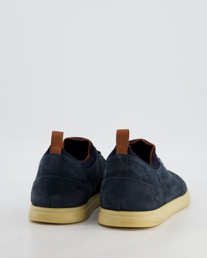 Loro Piana Menswear Soho Walk Trainers in Blue Nubuck Leather Size EU 42