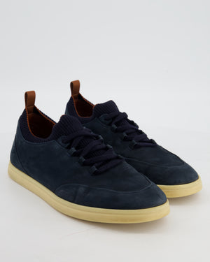 Loro Piana Menswear Soho Walk Trainers in Blue Nubuck Leather Size EU 42