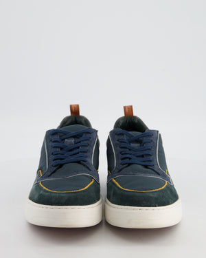 Loro Piana Menswear Newport Walk Sneaker in Blue Suede and Nylon EU 42