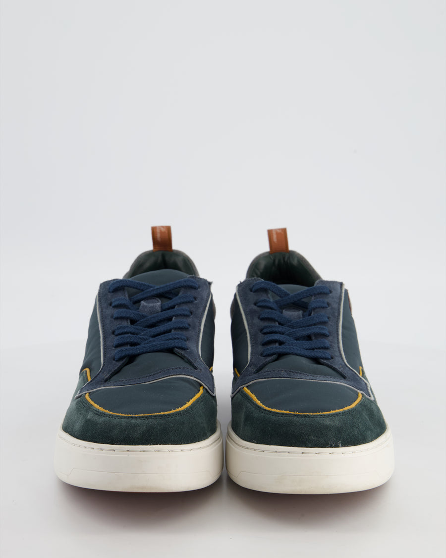 Loro Piana Menswear Newport Walk Sneaker in Blue Suede and Nylon EU 42