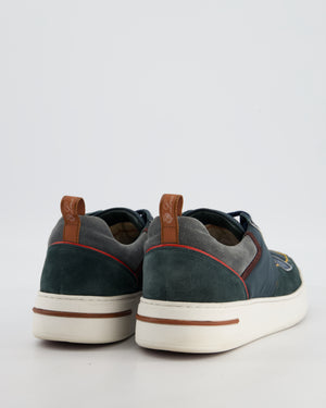 Loro Piana Menswear Newport Walk Sneaker in Blue Suede and Nylon EU 42