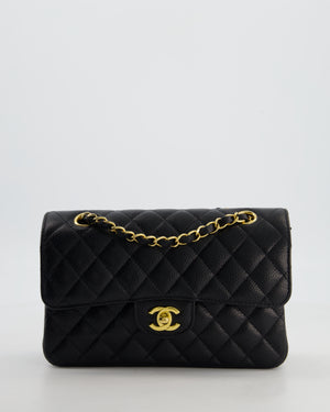 Chanel Black Small Classic Double Flap Bag in Caviar Leather with Gold Hardware