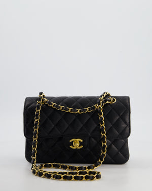 Chanel Black Small Classic Double Flap Bag in Caviar Leather with Gold Hardware