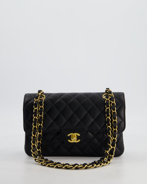 Chanel Black Small Classic Double Flap Bag in Caviar Leather with Gold Hardware