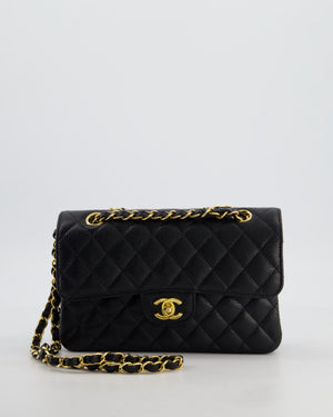 Chanel Black Small Classic Double Flap Bag in Caviar Leather with Gold Hardware