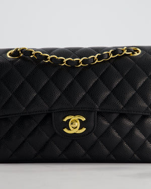 Chanel Black Small Classic Double Flap Bag in Caviar Leather with Gold Hardware
