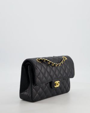 Chanel Black Small Classic Double Flap Bag in Caviar Leather with Gold Hardware