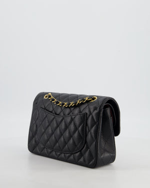 Chanel Black Small Classic Double Flap Bag in Caviar Leather with Gold Hardware