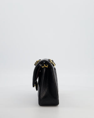 Chanel Black Small Classic Double Flap Bag in Caviar Leather with Gold Hardware
